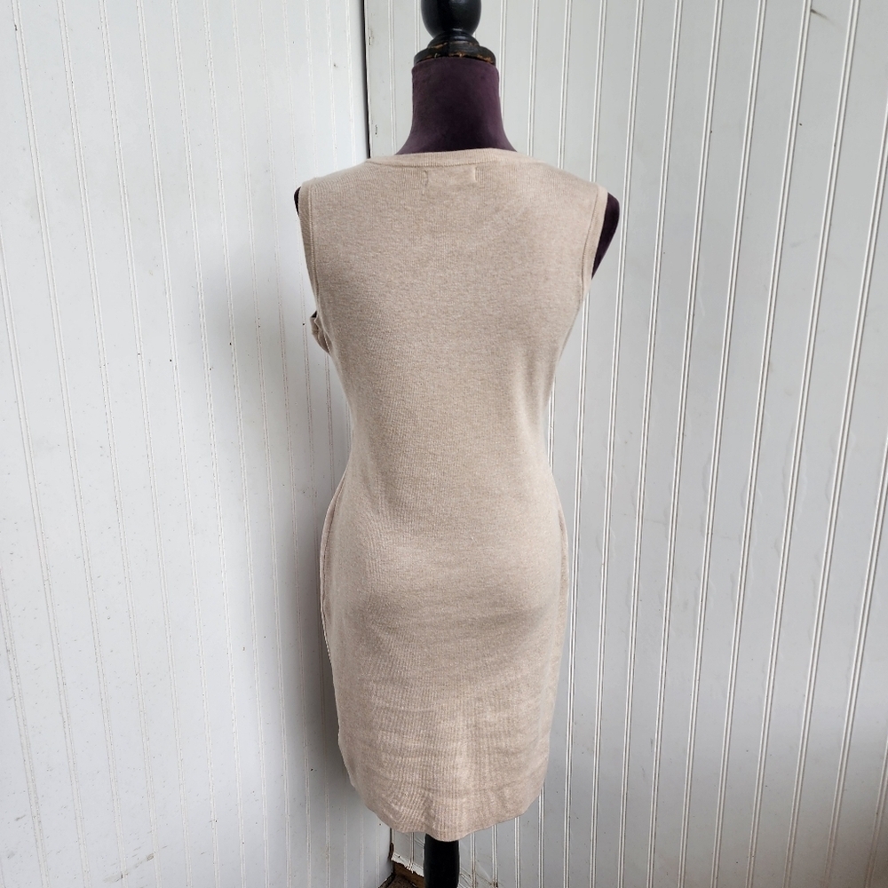 Calvin Klein Faux Suede Pullover  Dress Light Beige Sleeveless Womens Size S - Picture 6 of 15